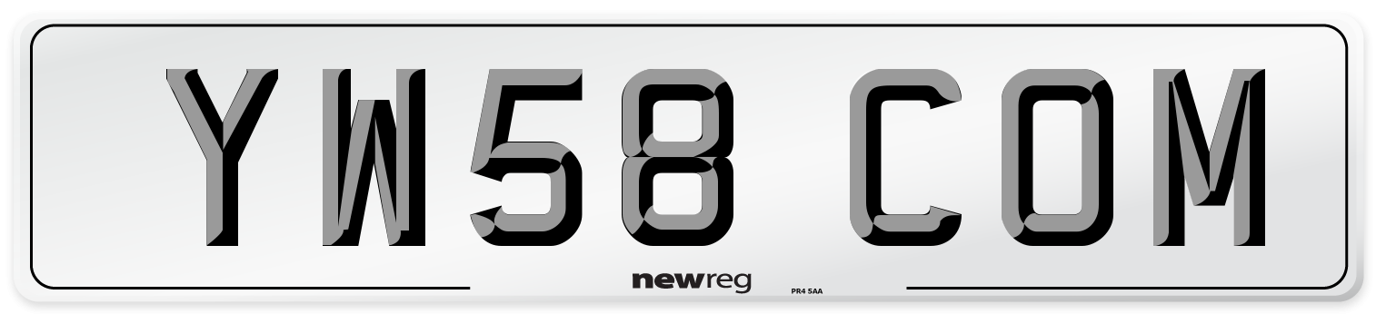 YW58 COM Number Plate from New Reg